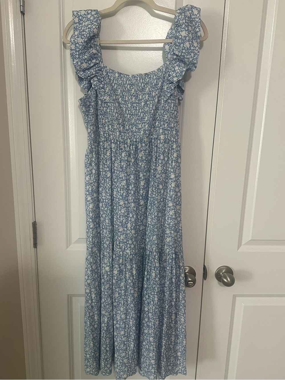 Nation LTD Light Blue & White Smocked Dress